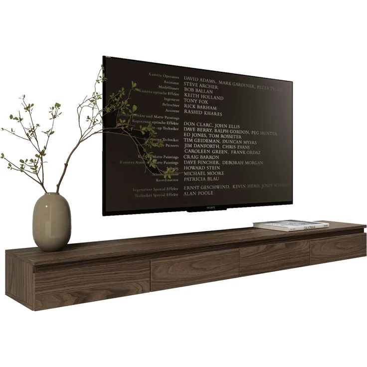 Selsey 'Bemmi Slim' - TV-Hängeboard 4-türig, Holzoptik Walnuss Wisconsin, 200 cm – Bild 6