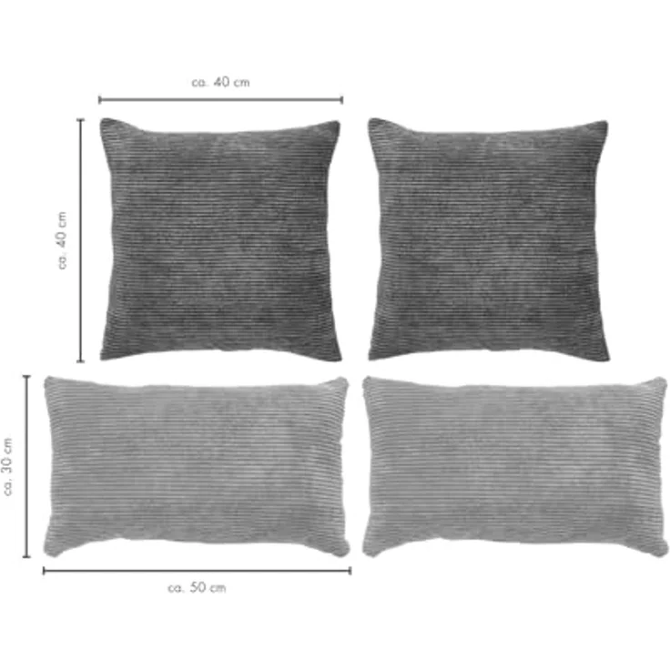 Andiamo Dekokissen Cord Kissen Emy, 4er Set, Kissenhülle mit Füllung, Sofakissen, eckig, 40x40 & 30x50 cm, auch einzeln erhältlich – Bild 4