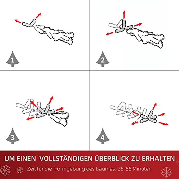 HOMCOM Künstlicher Weihnachtsbaum Künstlicher Weihnachtsbaum inkl. Metallständer, 105x180 cm (BxH), weiß – Bild 6