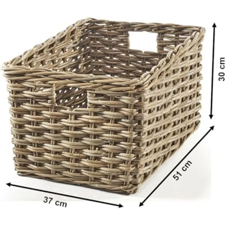 Kobolo Aufbewahrungskorb Regalkorb Rattan kubu mit Grifflöchern - Gr. L – Bild 3