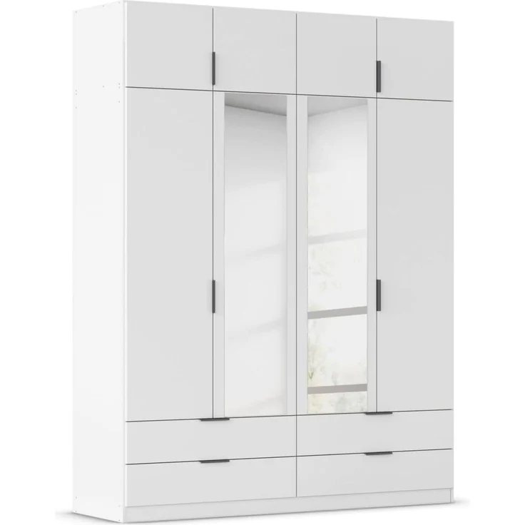 Rauch Möbel Lagoa, Kleiderschrank, Garderobe für Schlafzimmer, Kinderzimmer, Jugendzimmer 8-türig,mit Spiegel, 4 Schubladen, mit Zubehör Premium, Farbe Weiß, Breite 181 – Bild 1