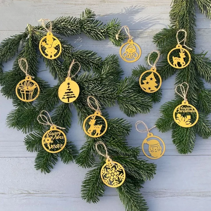 UNUS HOME Weihnachtsbaumkugel Weihnachtsanhänger 12er verschiedene Design Set, Christbaumschmuck Weihnachtsanhänger Weihnachtsbaumschmuck – Bild 2