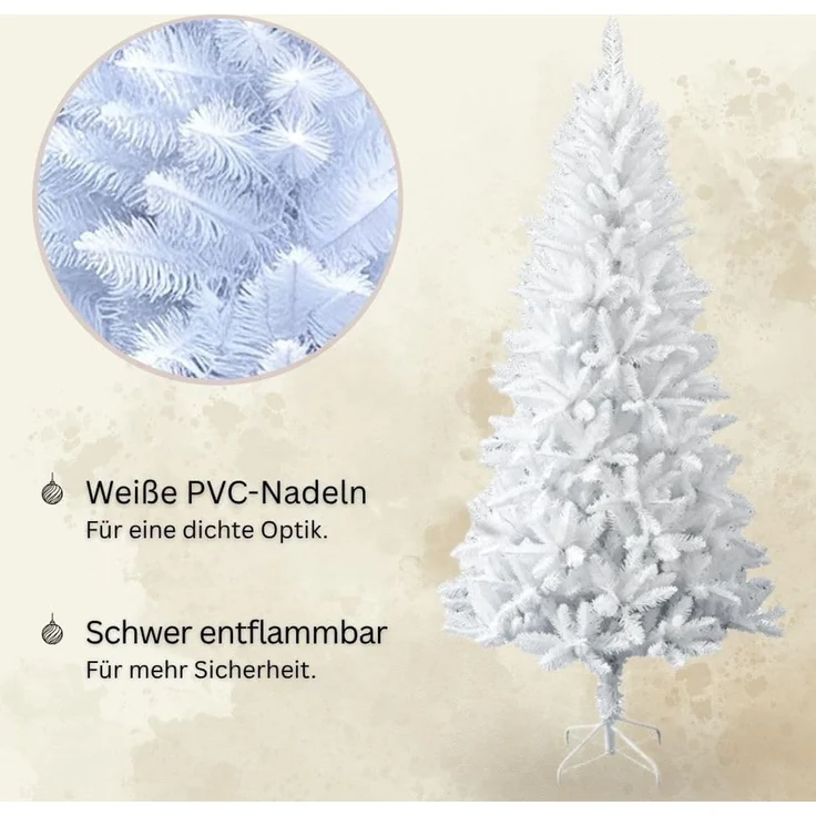 HXT 1015 Weiß 210 cm künstlicher Weihnachtsbaum inkl. Metallständer, schwer entflammbar – Bild 3