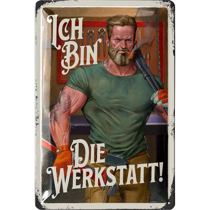 LANOLU Blechschild Ich bin die Werkstatt - 20x30cm – Metall – Mehrfarbig – 20169 – Bild 1