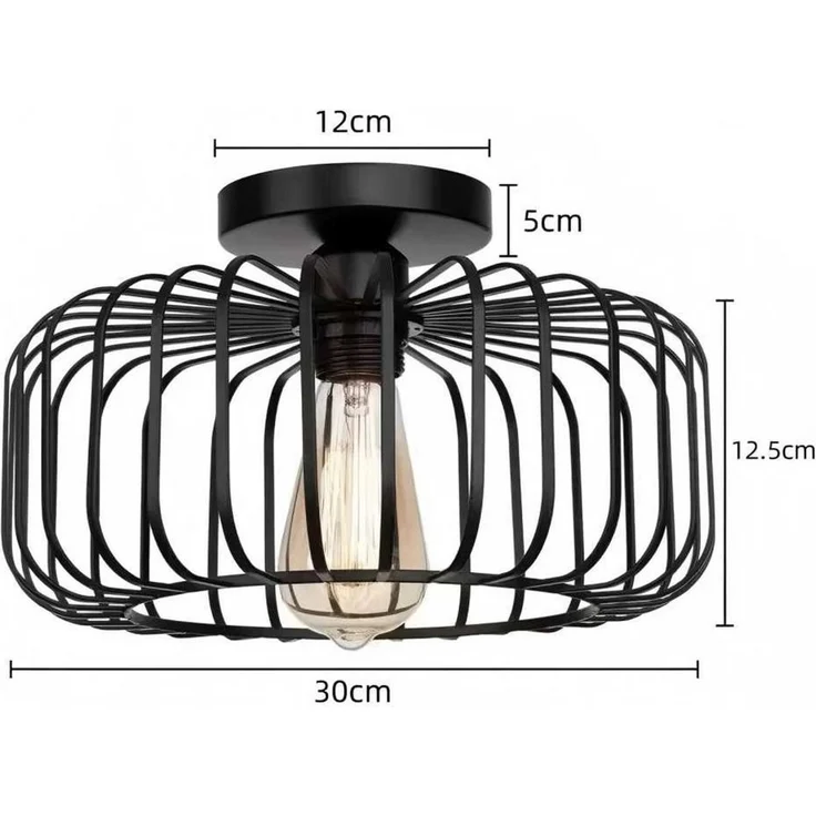 POPOLIC LED Deckenleuchte Vintage Deckenleuchte Küche Industrial Hängeleuchte mit Glühbirne, Hängeleuchte aus Metall für Wohnzimmer Büro Küche Balkon – Bild 3