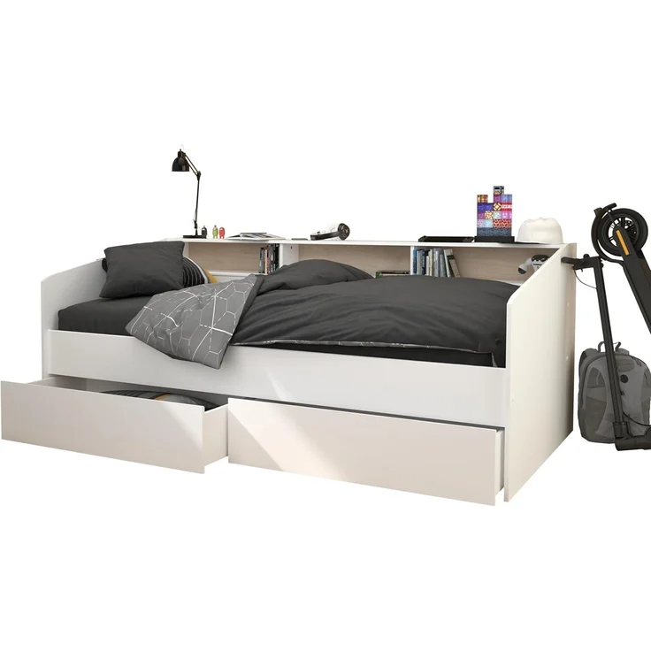 Stauraumbett >Sleep 4< in 23 - Weiss - 203x113x82cm (LxBxH) – Bild 4