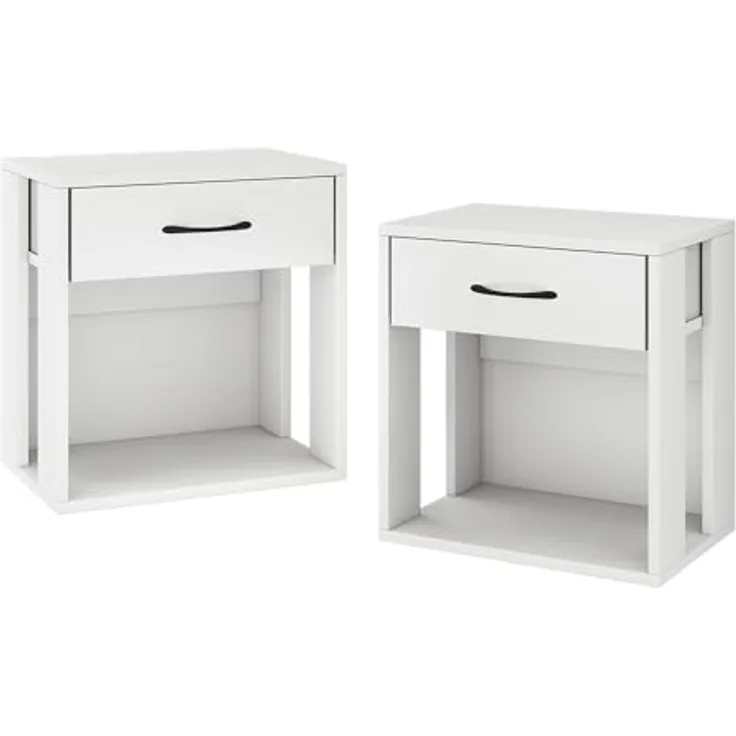 Vicco Virela Nachttisch, Weiß, Rechteckig, 1 Fach, 39x41x28 cm, Holzwerkstoff, Schlafzimmer