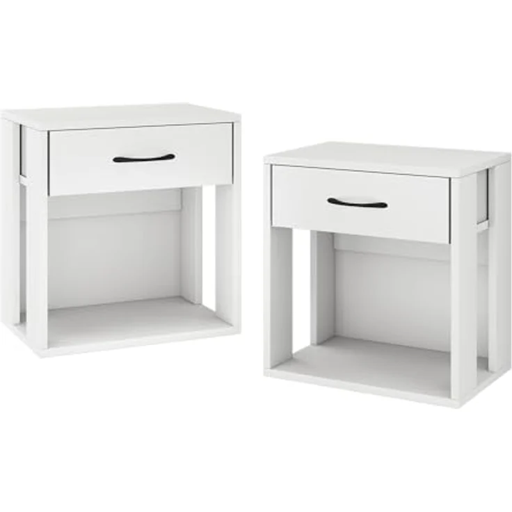 Vicco Virela Nachttisch, Weiß, Rechteckig, 1 Fach, 39x41x28 cm, Holzwerkstoff, Schlafzimmer – Bild 1