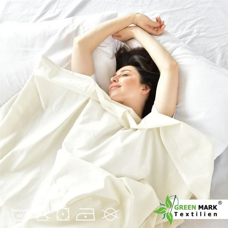 GREEN MARK Textilien Klassische Bettlaken | Betttuch | Laken | Leintuch | Haustuch 100% Baumwolle ohne Gummizug vielen Größen und Farben Größe: 150x250 cm, Natur/Cre – Bild 4