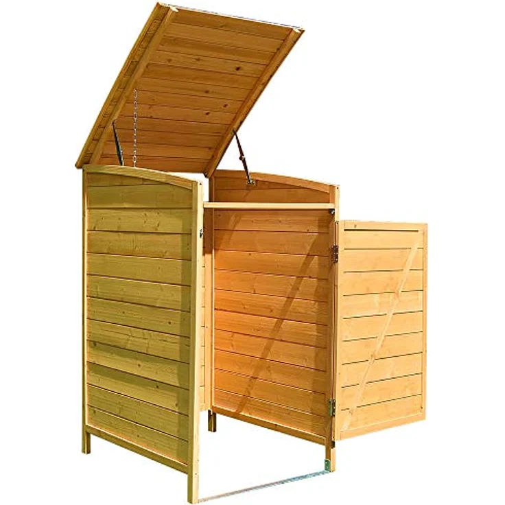Mülltonnenverkleidung Braun Einzelbox 2x 120L oder 240L Gartenbox Zinkdach Holz – Bild 2