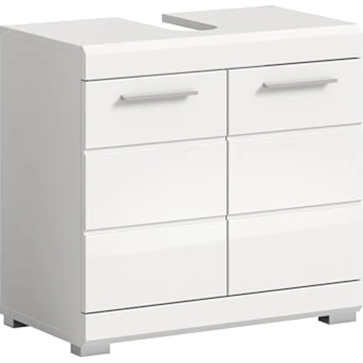 Xonox Scout Waschbeckenunterschrank (B/H/T: 60x56x34 cm) in weiß Nachbildung und weiß Hochglanz tiefzieh – Bild 2