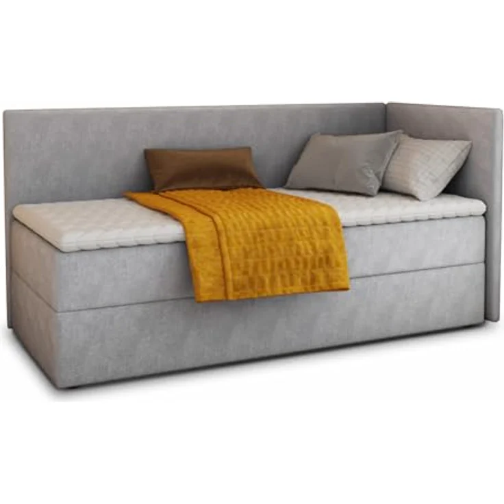 SILAPE Boxspringbett Flame, Einzelbett mit Bettkasten, Bonell-Matratze und Topper, grau (Paros 05), 90 x 200 cm – Bild 1