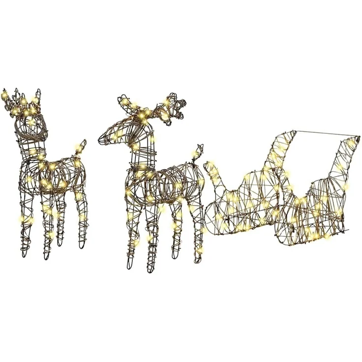 vidaXL 3D-Weihnachtsrentier mit Schlitten LOVIISA 3 stk. Warmes Weiß 42019083 – Bild 2