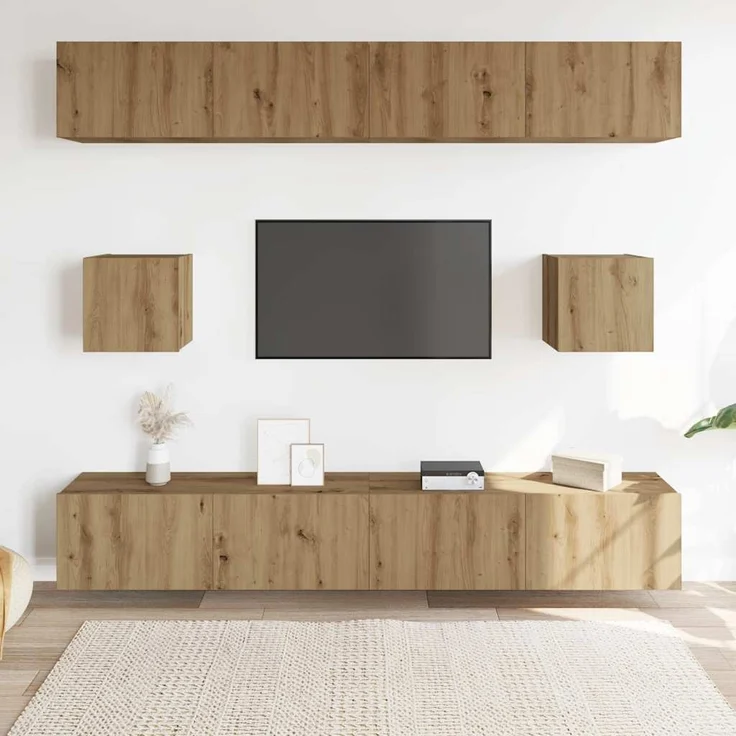 vidaXL 6-tlg. TV-Schrank-Set Wandmontage Artisan-Eiche Holzwerkstoff 3328992 – Bild 2