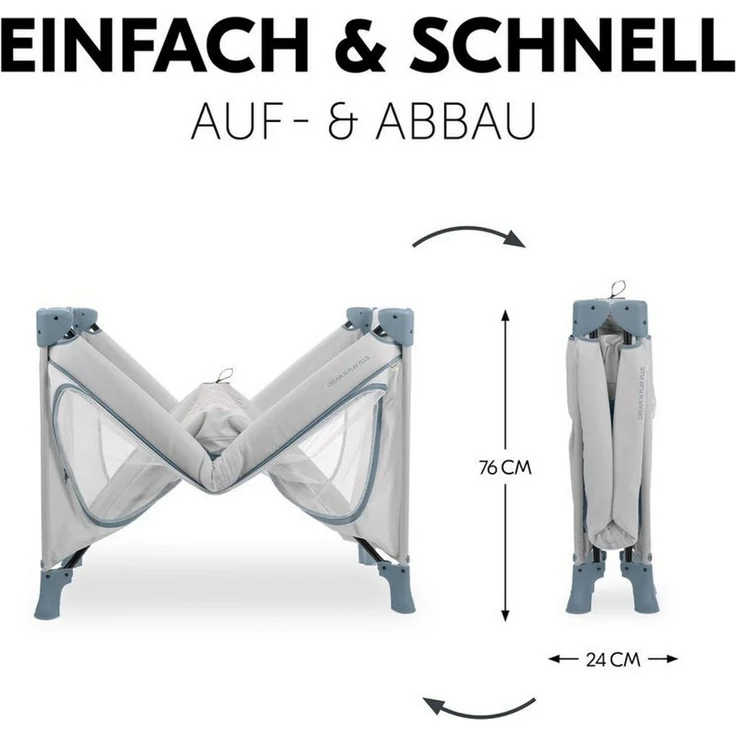 Hauck Baby-Reisebett Dream N Play Plus - Dusty Blue, Kinderreisebett mit Eingang, Matratze, Moskitonetz & Spielzelt faltbar – Bild 3