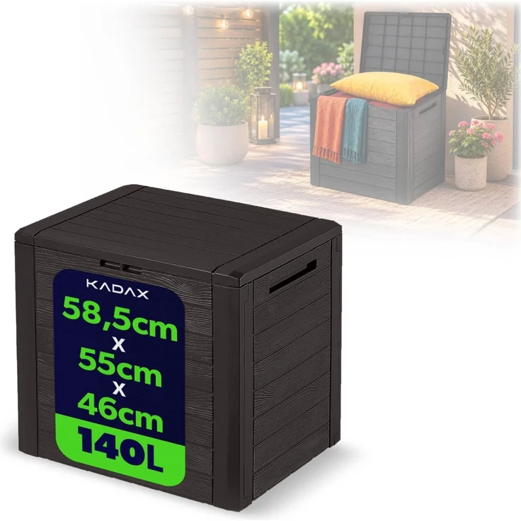 KADAX Gartentruhe für Balkontruhe 140L braun – Bild 1