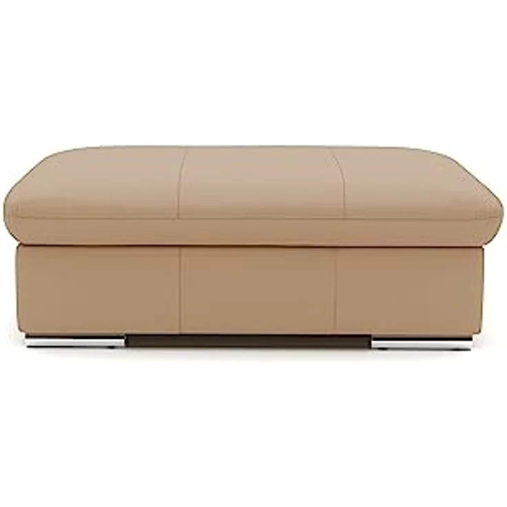 CAVADORE Echtleder-Hocker Valerie / Polsterhocker mit Metallfüßen als Beistellhocker, Fußhocker, Sitzgelegenheit, Couchtisch / 102 x 43 x 68 / Leder Beige – Bild 4