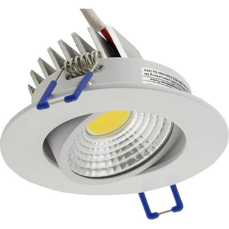 LED-Einbauleuchte "COB-5", 5W, 420lm ALU, 3000K, 95°, Ø85xT47mm, Rahmen weiß – Bild 3