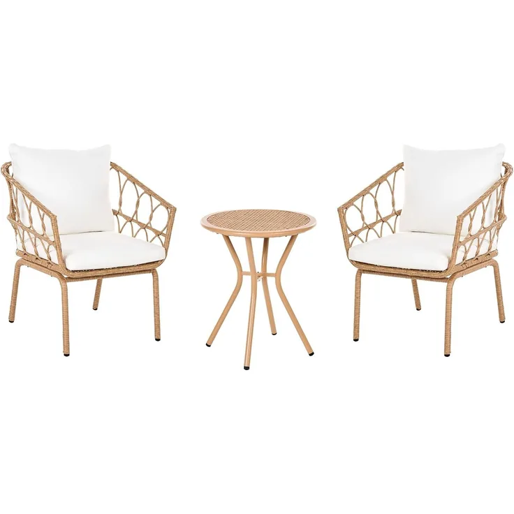 Bistro Set FERLA Polyrattan Hellbraun