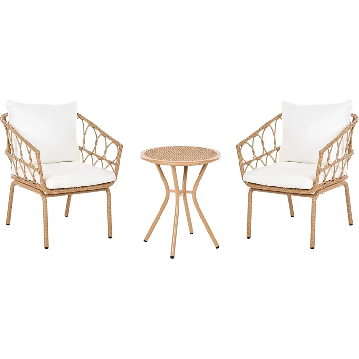 Bistro Set FERLA Polyrattan Hellbraun – Bild 1