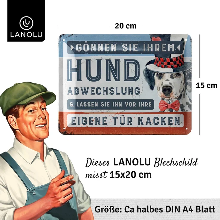 LANOLU Blechschild Hund Abwechslung - 15x20cm – Metall – Mehrfarbig – 15105 – Bild 4
