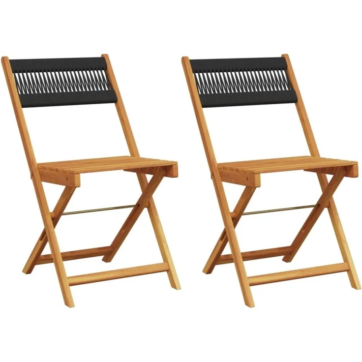 vidaXL Bistrostühle 2 Stk. Schwarz Massivholz Akazie und Kordel 367678 – Bild 7