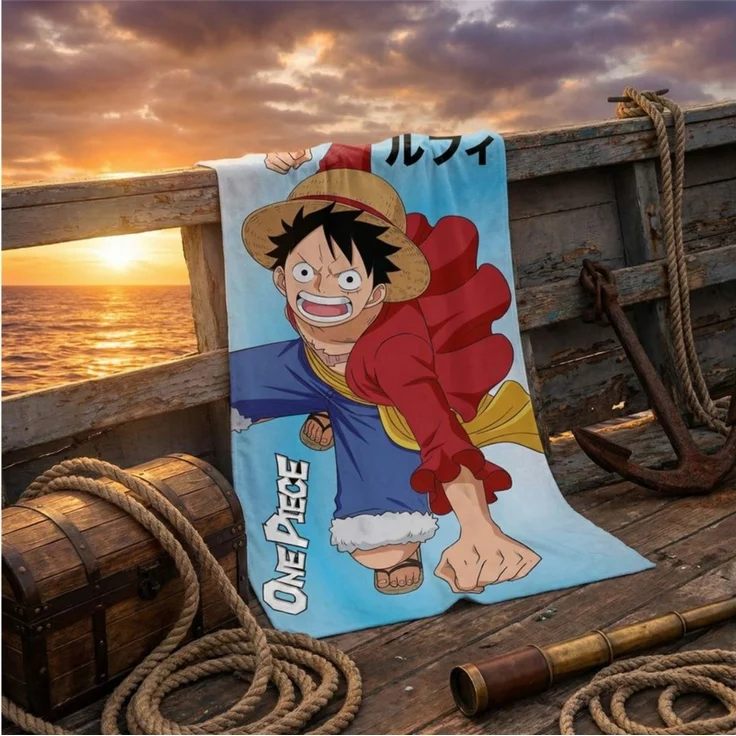 One Piece Anime Strandtuch One Piece Monkey D Ruffy Mikrofaser Strandtuch Badetuch 70x140 – Bild 3