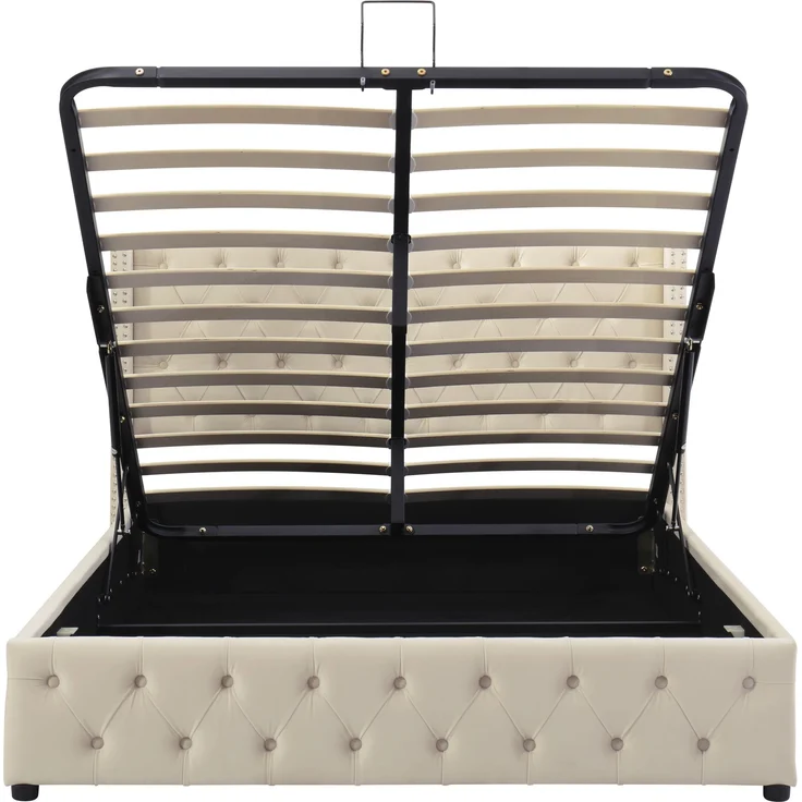 Polsterbett 140x200 cm aus Samt mit Bettkasten – Chesterfield-Design, Kopfteil 94,5 cm – Bild 8