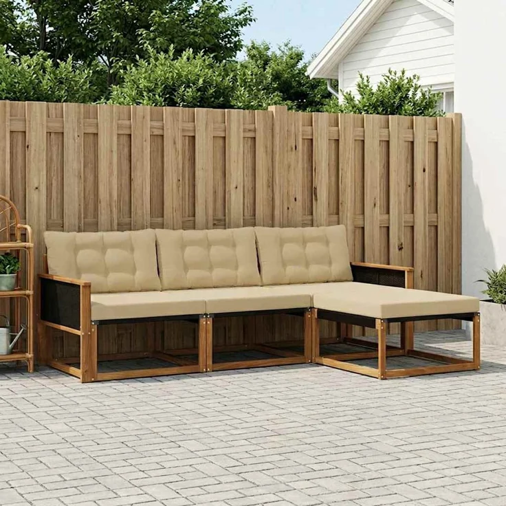 vidaXL Outdoor-Sofagarnitur 4 stk. 4-Sitzer Natur und Beige 3381337 – Bild 1