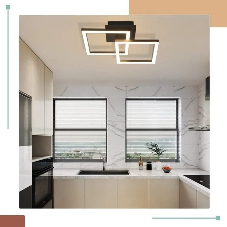 Nettlife LED Deckenleuchte Modern Deckenlampe Wohnzimmerlampe 24W Warmweiss 3000K, Drehbares, Augenschutz, LED fest integriert, Warmweiß, für Wohnzimmer Küche Flur Büro – Bild 4