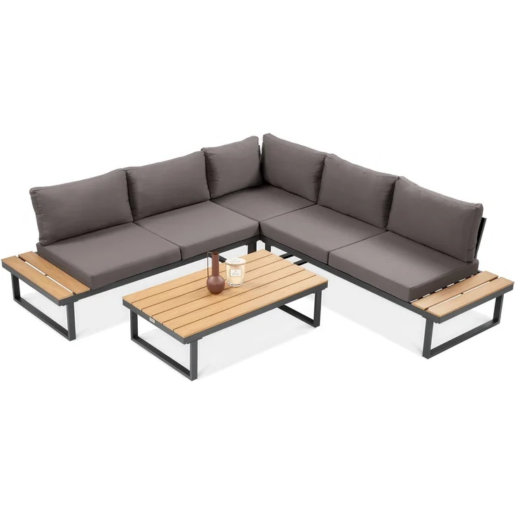 Beautysofa Gartenlounge-Set MADISON modulare Ecklounge mit Gartentisch, (Stahlgestell, Polywood-Elemente, 4-tlg, 2 Sofas, 1 Eckmodul, 1 Couchtisch), Maße 219,5 × 219,5 × 64 cm – Bild 3