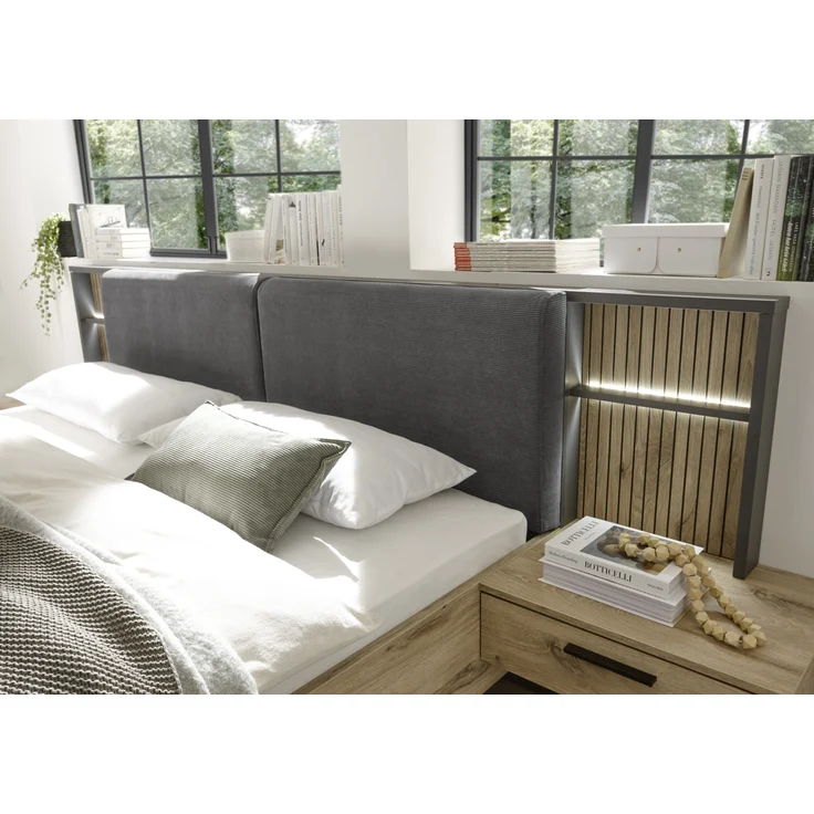Schlafzimmer-Set >Daria< (3-teilig) Kleiderschrank, Passepartout , Bett, Viking Oak / Graphit – Bild 5