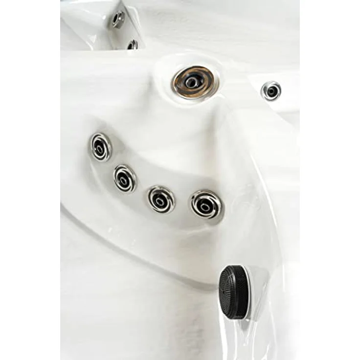 PureHaven American Outdoor-Whirlpool 230x230 cm für 6 Personen, 71 Massagedüsen, Heizung, LED-Beleuchtung, Thermoabdeckung, Farbe Sterling Silber/Grau – Bild 6