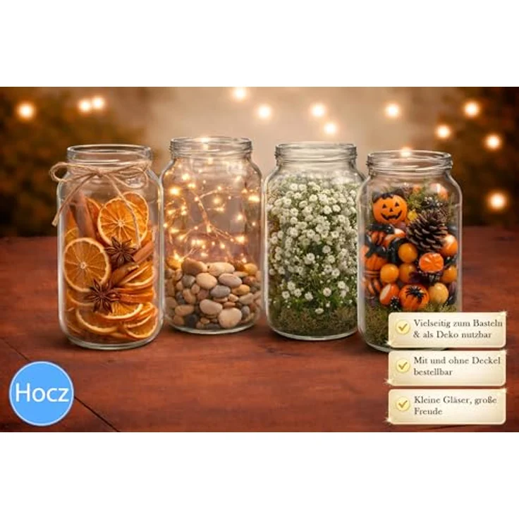 hocz 100x Einmachgläser 1 Liter | mit Deckel Schwarz TO 82 | leere Gläser mit Schraubdeckel zum befüllen 1 L | 1000 ml Sturzgläser, Schraubgläser, Marmeladengläser Set | 100 Stück – Bild 6