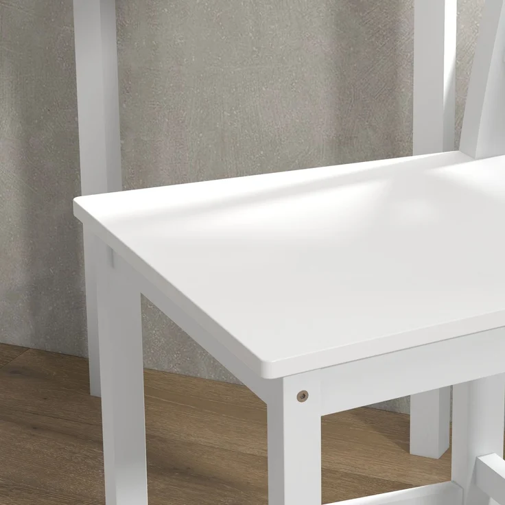 2er-Set Hochstühle, Barhocker im Country-Chic-Stil aus Holz, Höhe 60 cm, mit Fußstütze, weiß – Bild 10