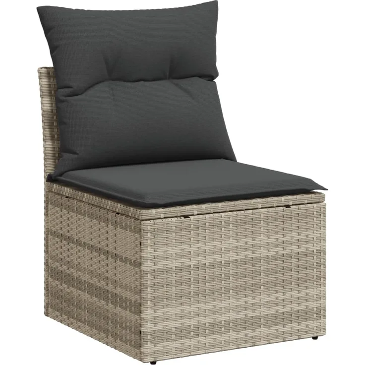 vidaXL Gartensofa ohne Armlehnen mit Kissen Hellgrau Poly Rattan 366174