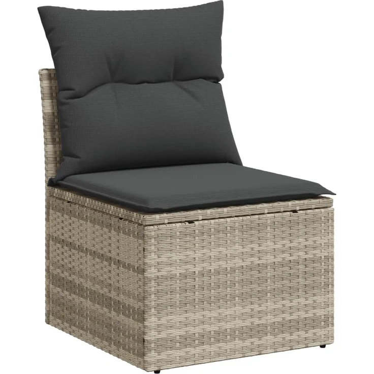 vidaXL Gartensofa ohne Armlehnen mit Kissen Hellgrau Poly Rattan 366174 – Bild 1