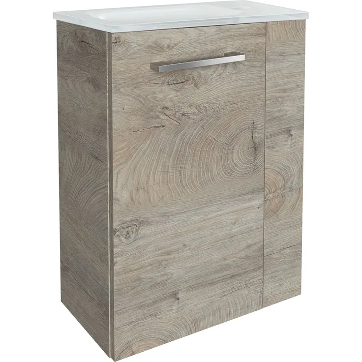 Fackelmann SBC STANFORD Gäste WC Set 2-teilig 45 cm, Braun hell, links, Glas Weiß