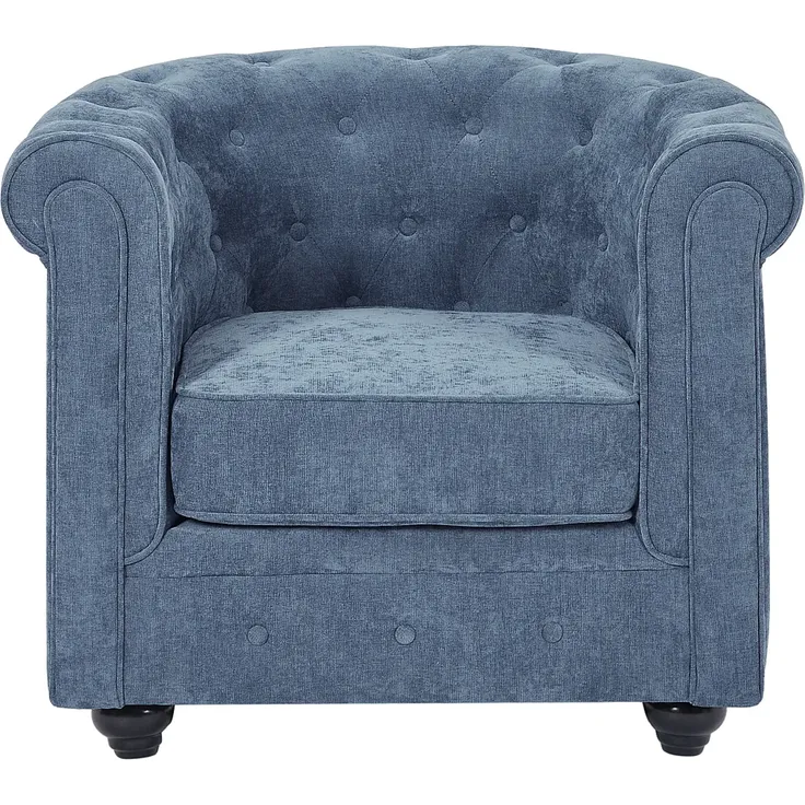 Vente-unique - CHESTERFIELD Sessel Stoff Blau - B 78 cm x H 72 cm x L 82 cm – Bild 2