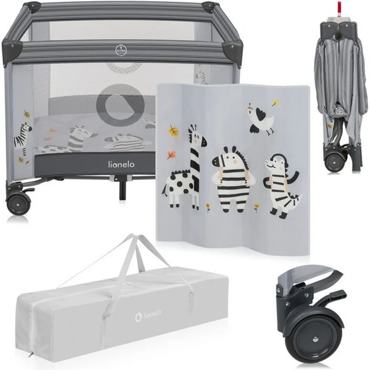 lionelo Laufgitter BONNIE (Set), Große Fläche, Seiteneingang, leicht klappbar, Transporttasche – Bild 4