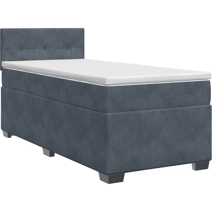vidaXL Boxspringbett mit Matratze Dunkelgrau 100 x 200 cm Samt 3450657 – Bild 2