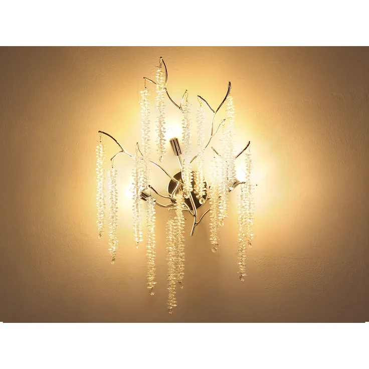 Ausgefallene LED Wandlampe Silber Chrom mit Kristall, Höhe 60cm – Bild 8