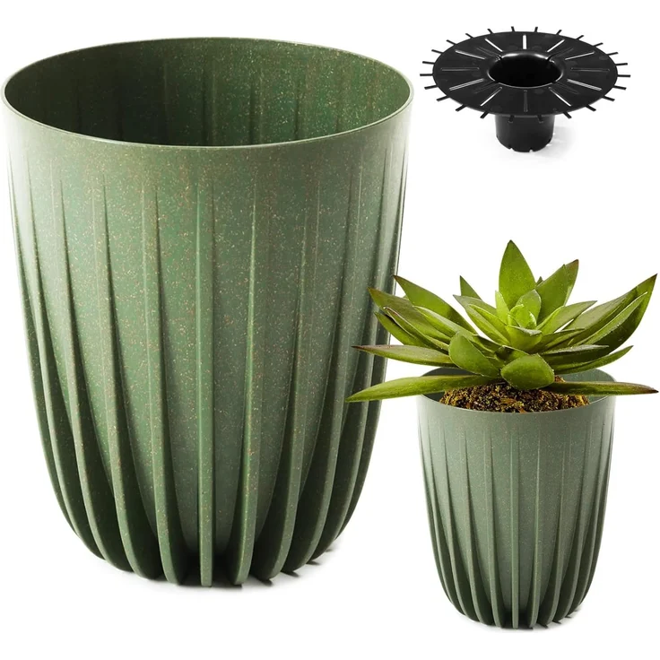 KONZEPT Blumentopf Hoher Blumentopf, Pflanzkübel Groß für Außen, Balkon, Übertopf mit Drainagesystem – Bild 1