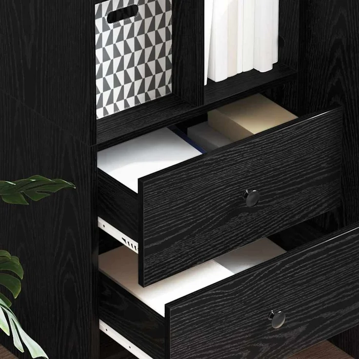 vidaXL Highboard Schwarz Eichen-Optik 45,5 x 34 x 127 cm 869363 – Bild 3