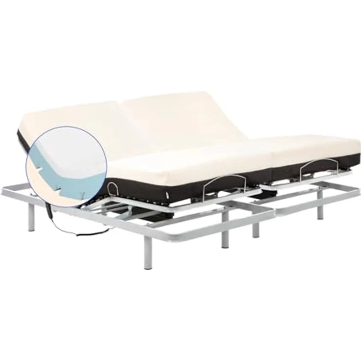 Gerialife Gelenkbett für Doppelbett, verstärkt mit orthopädischer Memoryschaum-Matratze, 20 cm (180 x 200 cm, Kabelsteuerung) (GL-0522) – Bild 1