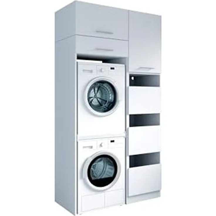 Laundreezy Mehrzweckschrank-Set Laundreezy, 4-tlg. Mehrzweckschrank-Set B/H/T 118/238/68 cm, (4-St), Breite 118 cm, Soft-Close-Funktion, höhenverstellbare Füße