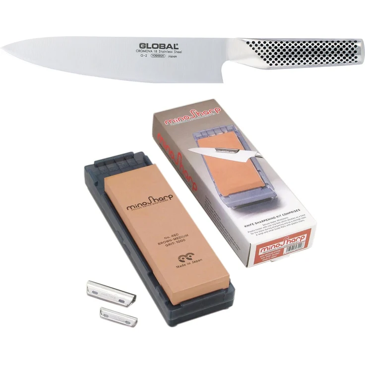 Global Messerset Kochmesser G-2 + Schleifstein 460 – Bild 1