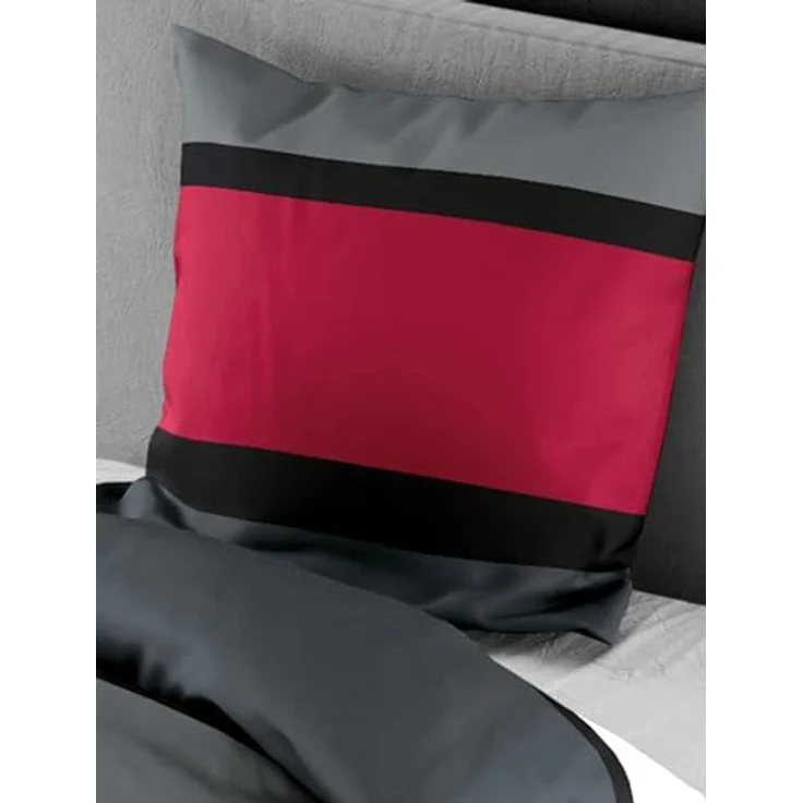 Bierbaum Bettwäsche 4757, Mako-Satin, Designed in Germany, rot 63, 135x200 + 80x80 cm – Bild 5