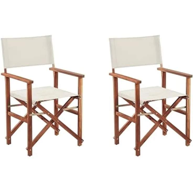 Gartenstuhl 2er Set CINE Akazienholz Cremeweiß
