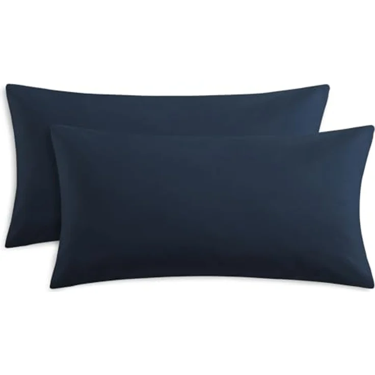 RUIKASI Kissenbezug 40 x 80 cm, Dunkelblau, 2er Set aus Mikrofaser mit Reißverschluss, Oeko-Tex-zertifiziert, atmungsaktiv und strapazierfähig – Bild 1